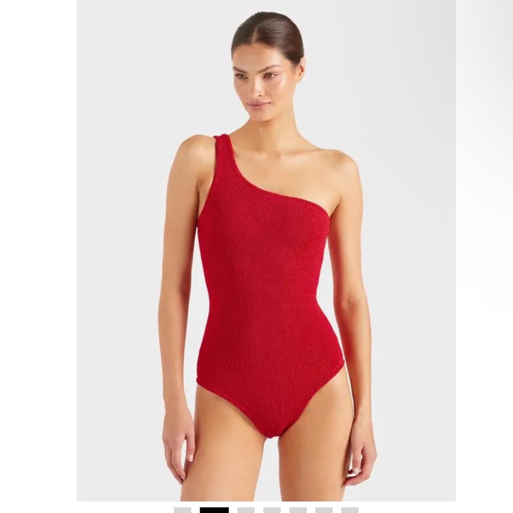 Hunza G Vibrant Red One-Shoulder Swimsuit